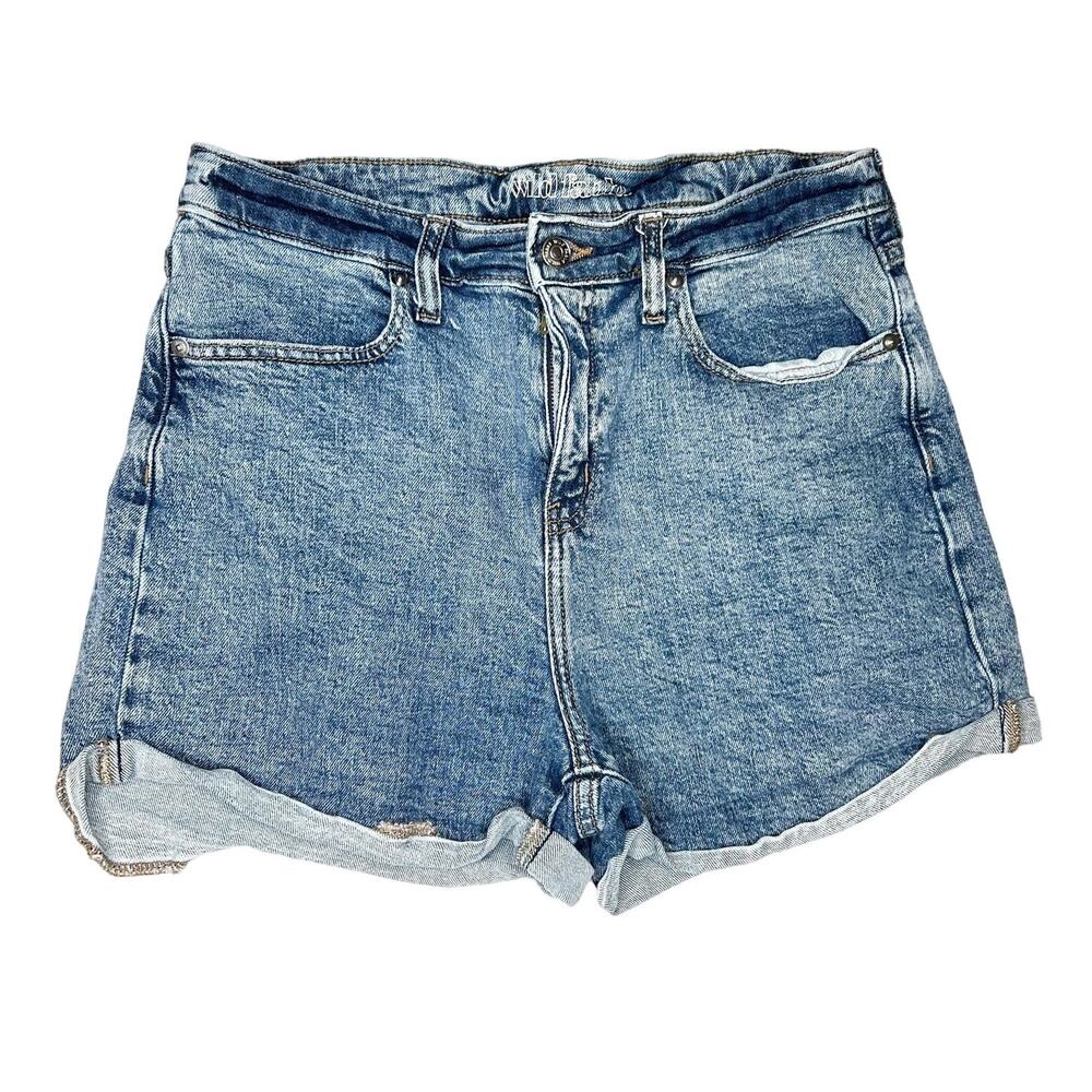 Wild Fable High Rise Short Jean Blue Denim Raw Hem Cotton Stretch Sz 12 31R